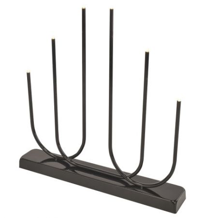 Svícen černý LED svítící, 6 LED, teplá bílá, 38 x 40,5 x 6 cm