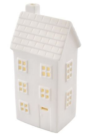 Keramický domek LED svítící, 1 LED, teplá bílá, 7,7 × 16,3 × 6 cm
