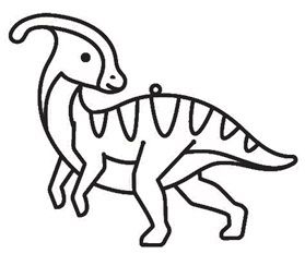 Závěsná sklíčka k vybarvení barvami na sklo cca 8 cm - 88. DINO-PARASAUROLOPHUS