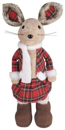 Myška v kárované sukýnce na postavení 39 cm 