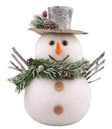Sněhulák z polystyrenu se třpytivým dekorem na postavení 18 x 23 x 14 cm