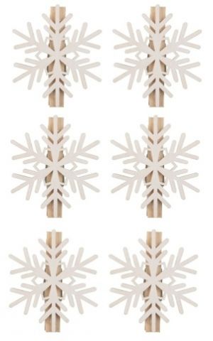 Vločky na kolíčku o 6 cm, 6 ks v sáčku