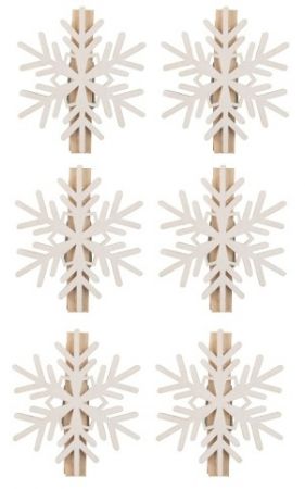 Vločky na kolíčku o 6 cm, 6 ks v sáčku