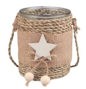 Svícen s jutovým dekorem o 8 x 10 cm