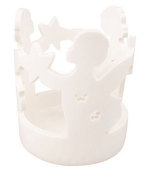 Svícen s andílky porcelánový 6,5 x 8 x 6,5 cm