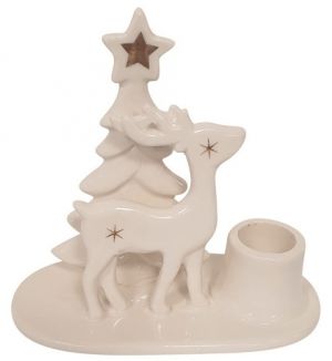 Svícen s jelenem porcelánový 12 x 11 x 6 cm, na svíčku 2,2 cm