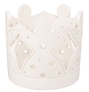 Svícen andílci porcelánový 10,5 x 10 x 10,5 cm