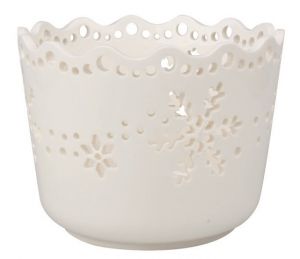 Květináč s vánočním dekorem z porcelánu 14 x 10,5 x 14 cm