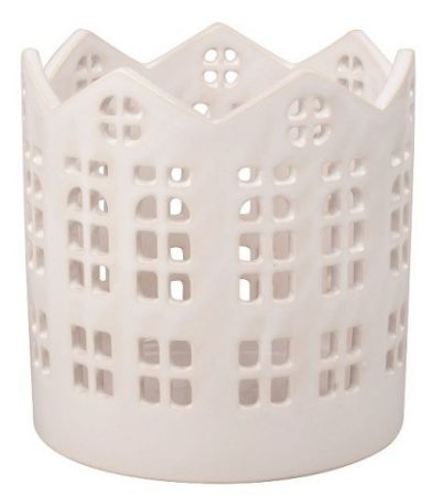 Svícen domky z keramiky 10,5 x 11 x 10,5 cm