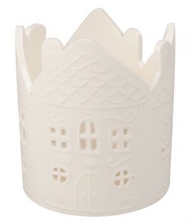 Svícen s domky porcelánový 10 x 11 x 10 cm