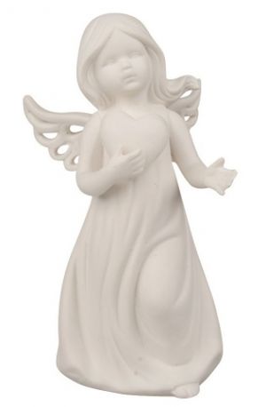 Anděl se srdcem porcelánový 9 x 17,5 x 10 cm