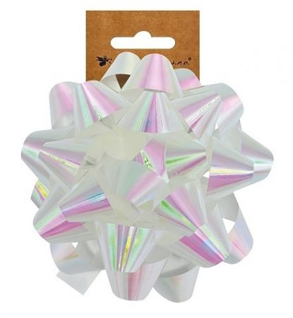 Rozeta dárková samolepicí metalická bílá 13 x 7 x 13 cm