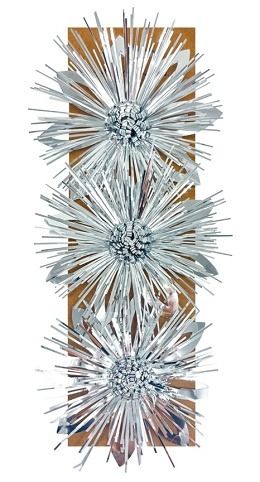 Rozeta dárková samolepicí květy stříbrné 11,5 x 5 x 11,5 cm, 3 ks