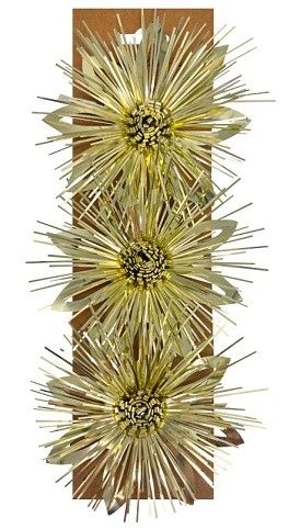 Rozeta dárková samolepicí květy zlaté 11,5 x 5 x 11,5 cm, 3 ks