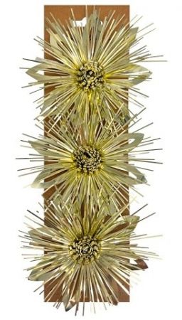 Rozeta dárková samolepicí květy zlaté 11,5 x 5 x 11,5 cm, 3 ks