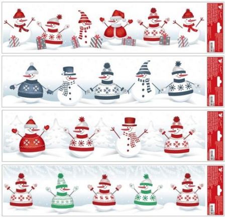 Okenní fólie pruh Sněhuláci 64 x 15 cm