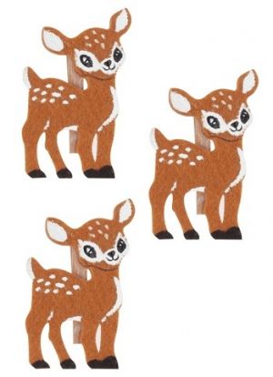 Srnky z filcu na kolíčku 5 x 7,5 x 0,3 cm, 3 ks v sáčku