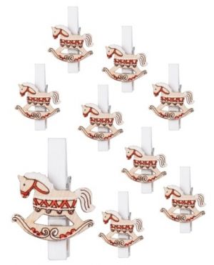 Koníci dřevění na kolíčku 3 x 2,5 x 0,3 cm, 9 ks v sáčku