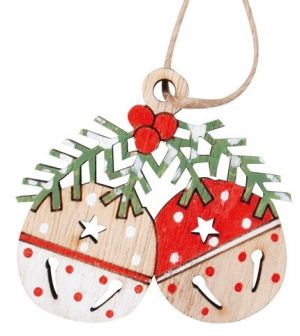 Rolničky dřevěné na zavěšení 5 x 4,5 x 0,5 cm, 2 ks v sáčku