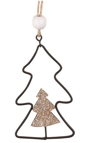 Stromek s glitrem kovový na zavěšení 5 x 8,5 x 0,5 cm