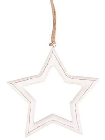 Hvězda dřevěná na zavěšení s patinou 11 x 11,5 x 1,5 cm
