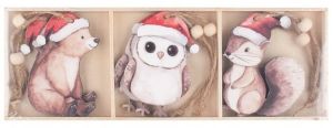 Dřevěná zimní zvířátka na zavěšení 6 x 7,5 x 0,5 cm, 6 ks v krabičce
