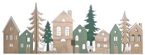 Dřevěné leporelo městečko na postavení 58 x 21 x 0,5 cm