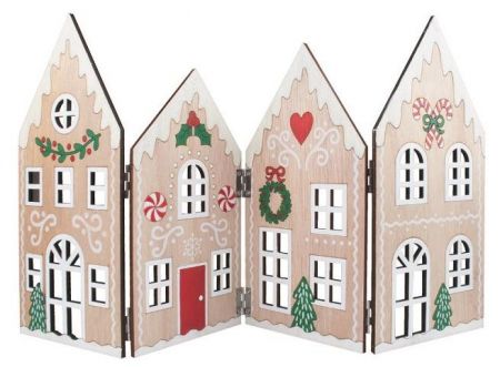 Dřevěné vánoční leporelo chaloupky na postavení 45,5 x 25 x 0,5 cm