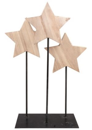 Hvězdy dřevěné na kovovém podstavci 28 x 40 x 10 cm
