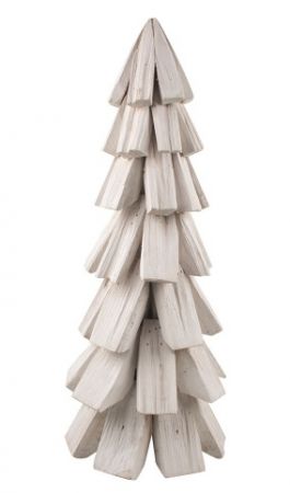 Strom z dřevěných plátků o 20 x 50 cm, bílý