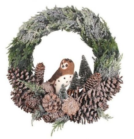 Věnec se sovou o 40 x 8 cm + dekorace