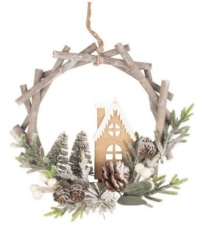 Věnec ze dřeva na zavěšení o 29 x 7 cm 