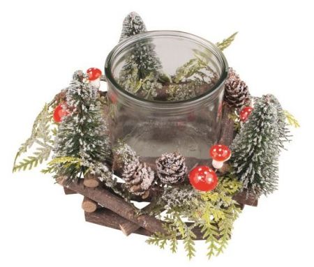 Svícen s muchomůrkami o 19 x 12 cm