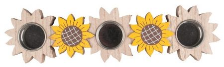 Svícen se slunečnicemi dřevěný na postavení 31,5 x 8 x 2 cm