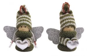 Anděl v zeleném světříku se srdíčkem na zavěšení 7,5 cm