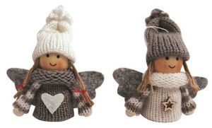 Anděl šedobílý na zavěšení 7,5 cm