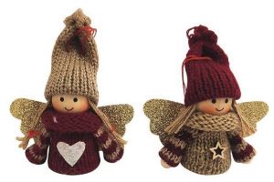 Anděl se zlatým úpletem na zavěšení 7,5 cm