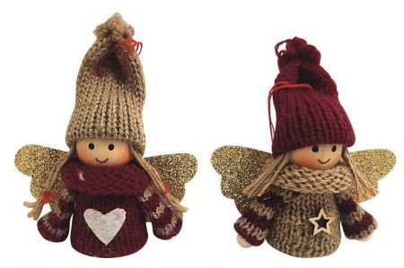 Anděl se zlatým úpletem na zavěšení 7,5 cm