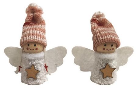 Anděl v bílém svetříku s hvězdou na zavěšení 7,5 cm