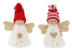 Anděl červenobílý na zavěšení 9 cm