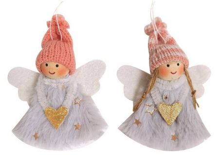 Anděl šedý na zavěšení 9,5 cm