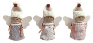 Anděl v kožíšku s hvězdami na postavení 8,5 cm