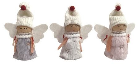 Anděl v kožíšku s hvězdami na postavení 8,5 cm