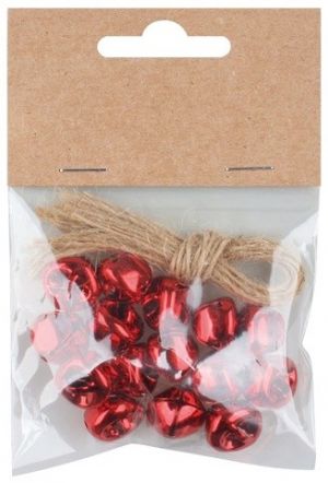 Rolničky o 1,5 cm s provázkem, 15 ks v sáčku, červené