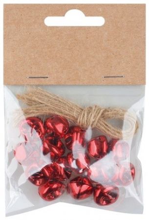 Rolničky o 1,5 cm s provázkem, 15 ks v sáčku, červené