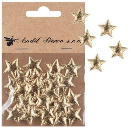 Hvězdičky látkové o 2 cm, 30 ks v sáčku, zlaté