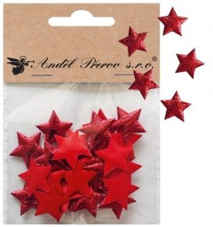 Hvězdičky látkové o 2 cm, 30 ks v sáčku, červené