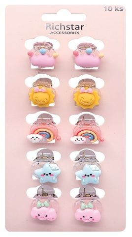 Skřipce do vlasů s roztomilým motivem 2,5 x 2 x 2,5 cm, 10 ks