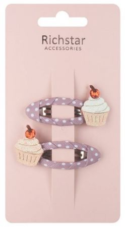 Sponky o vlasů - dortíky s glitry 5,5 x 3 x 0,5 cm, 2 ks