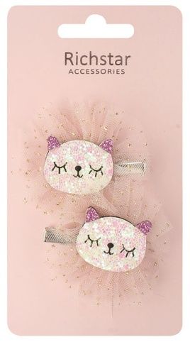 Sponky do vlasů s kočičkami s glitry 6 x 5,5 x 1 cm, 2 ks